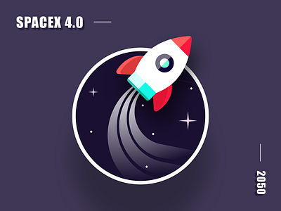 Mission patch - Dribbble Weekly Warmup Challenge 2050 dark design dribbleweeklywarmup explore illustration missionpatch rocket scifi space spaceship spacex stars ui universe