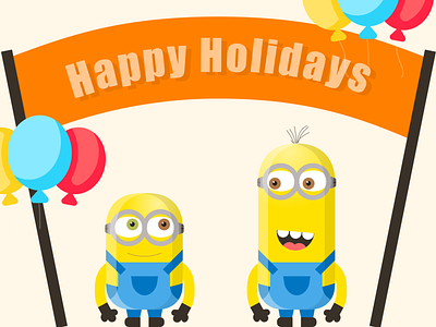 Holiday card - Dribbble weekly Warmup bello celebrations challenge character dribbbleweeklywarmup flat fun holiday cards holidays illustration minions vector yellow