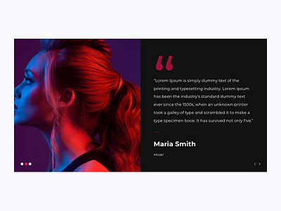 Testimonials black block client quote red section testimonials uidesign website white