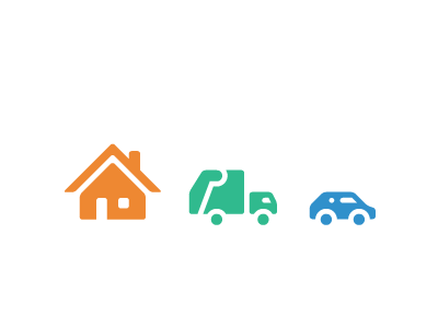 Beep Beep car garbage truck house iconography vector