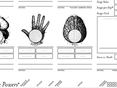 D&D 4th Edition Character Sheet Redesign dungeons and dragons mrs eaves print redesign stats