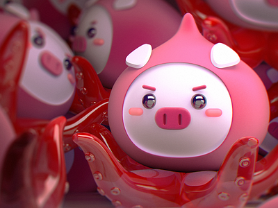 Piggimari for #PachiMarchi art blizzard blizzard entertainment cinema4d cloner cute design effector illustration mograph octopus pachimarchi pachimari pig piggimari pink portfolio render rendered tentacle