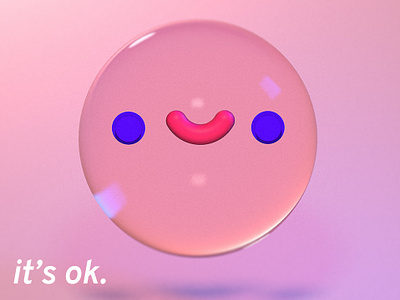 Its Ok bubble character cinema4d keyframe model okay pink rendering thumbnail