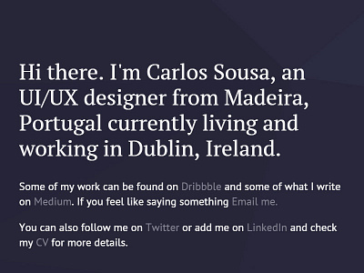 2015 Carlos Sousa Website personal polygon portfolio triangle ui ux website