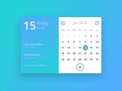 Day 011 - Calendar Card calendar date events modular ui ux week widget year