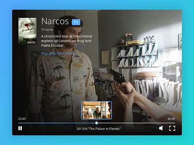 Day 016 - Video Player design fullscreen movie narcos play player series ui ux video volume