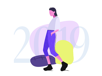 Walking girl character design icon illustration shoes shopping travel