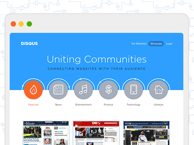 Disqus 2012 Website animated gif interface layout navigation pattern ui website