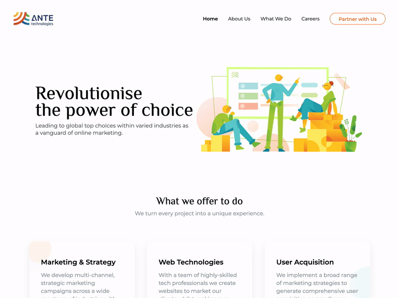 Ante Technologies - Corporate Website design desktop experience interface ui ux web
