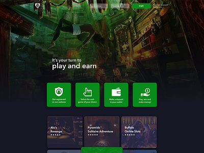 Cash Games Website Design affiliate cash design desktop experience games graphics interface money online ui ux web win