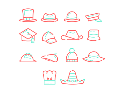 Hat icons cute flat flatdesign graphicdesign icon illustration lineal vector