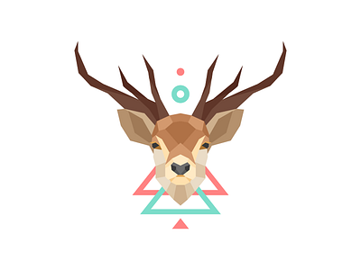 Low poly deer animals character deer geometric poly