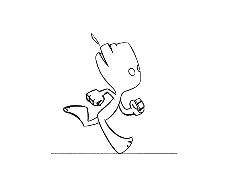 baby Groot rough animation 2d animation 2d character character animation groot marvel run cycle