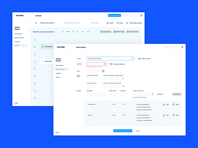 Security guards managment application calendar card design error state menu mobile app design navigation product app schedule ux ui design