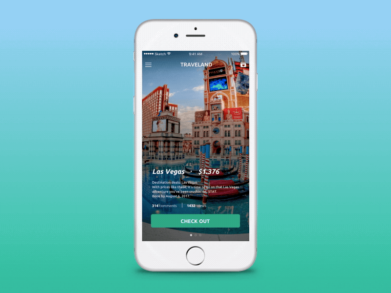 Landing page for travel app