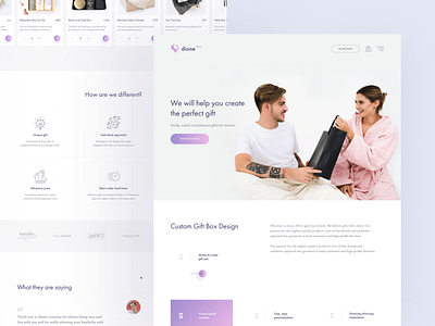 Dione Home Page Concept animation clean concept design ecommerce fashion gift gift box icons interaction interface minimal store sweet trend typogaphy ui ux website