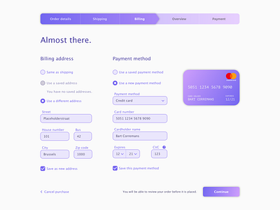 Daily UI 002: Credit Card Checkout