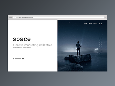 Minimal website design for Space Creative Collective animation branding clean minimal movement ui uiux design ux website design