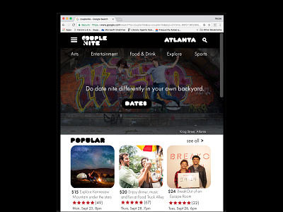 Couple Nite Homepage Mockup design hero homepage landing page mockup ux web design