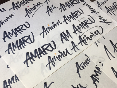 Amaru Process brushpen calligraphy handmade lettering logo process sketch typography