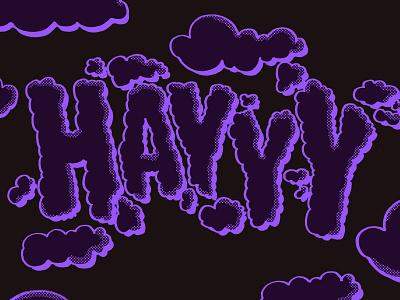 HAYYY clouds illustration lettering night typography