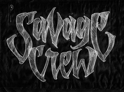 Savage Crew lettering pencil sketch trash type typography