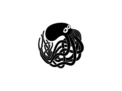 Octopod Logo animal black brand circle design identity logo logomark mark octopus vector