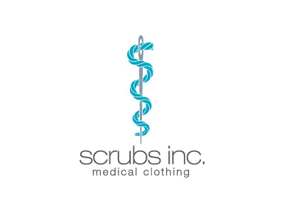 Scrubs Inc. Logo brand design identity logo logomark mark medical needle seamstress tailor uniform vector