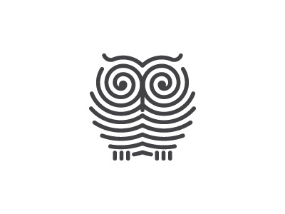Owlerio Logo brand design gray identity lines logo logomark mark owl spiral stylized vector