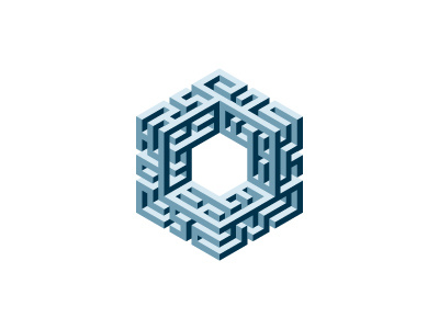 Labyrinth Logo 3d cube geometric hexagon labyrinth logo mark mathematical maze vector