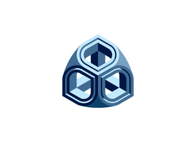 Hierogram Logo 3d blue cube geometric logo logomark mark mathematical rounded symmetrical vector