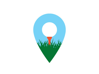Golf Locator Logo design golf ball golf club gps grass locator logo logomark map markers mark negative space pin tee vector