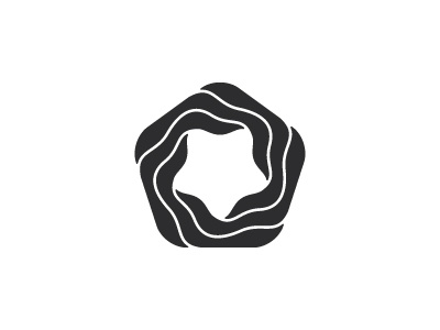 Pentalobular Logo black design geometric logo logomark mark mathematical pentagon spiral star symmetrical vector wave