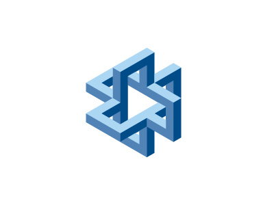 Kinematics Logo 3d blue geometric logo logomark mark mathematical play symmetrical triangle vector