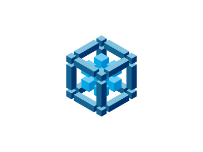 Ogdoad Logo 3d blue blue and white cube geometric logo logomark mark mathematical modern symmetrical vector