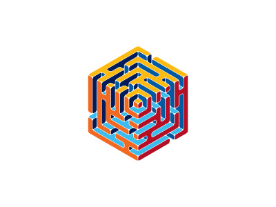 Laberinto Logo 3d colorful cube geometric hexagon isometric labyrinth logo logomark mark mathematical maze symmetrical vector