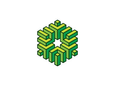 Digerati Logo 3d cube design geometric green hexagon hightech logo logomark mark symmetrical vector