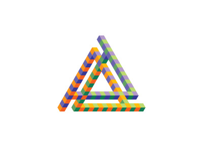 Semantology Logo 3d colorful connection design geometric intricate isometric linked logo mark striped stripes symmetrical triangle