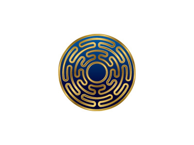 Helius Logo circle geometric gold golden intricate labyrinth logo logomark mark mathematical maze metallic sun symmetrical vector