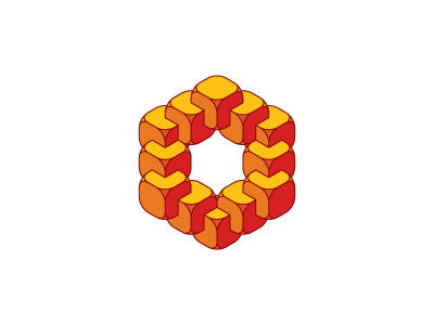 Symbiosis Logo 3d alliance collaboration colorful cube geometric hexagon logo logomark mark mathematical merge rounded symmetrical synergy teamwork vector