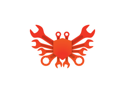 Cangrejo Logo claws crab logo logomark mark mechanical red spanner vector wrench