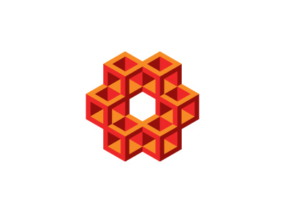 Prismatic Logo 3d connected cube geometric hexagon honeycomb linked logo logomark mark mathematical symmetrical vector