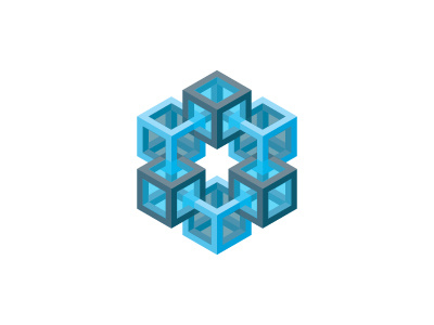 Vitrifaction Logo semi-transparent glass network linked connected symmetrical 3d geometric design vector logomark mark logo
