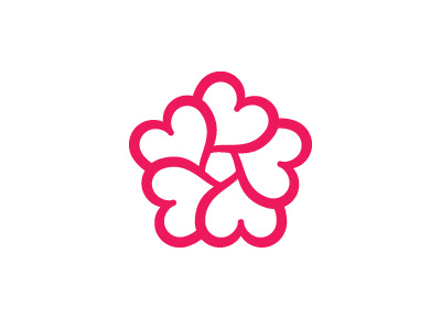 Love Flower Logo aperture beauty design diaphragm flower heart logo logomark love mark pentagon petals shutter star symmetrical