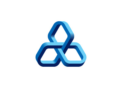 Trefoil Logo 3d blue geometric knot logo loop mark mathematical mobius moebius möbius network rounded symmetrical torus trefoil triangle vector