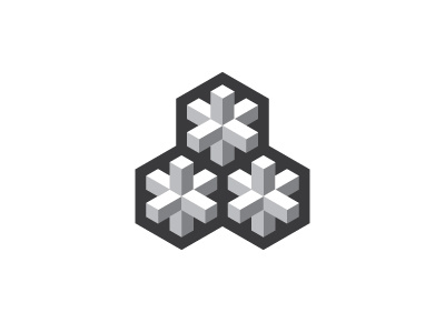 Asterism Logo 3d asterisk asterism flower geometric gray grey hexagon isometric logo logomark mark negative space snowflake star symmetrical typography