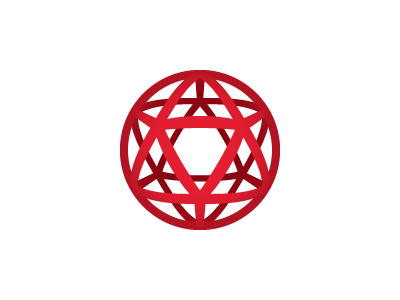 Ikosaeder Logo 3d design geometric globe icosahedron logo logomark mark mathematical network orb polygon red sphere symmetrical triangle vector