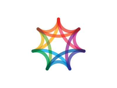 Astrolatry Logo arc burst curves geometric heptagon lines logo logomark mark rainbow semi transparent semicircle spectral star symmetrical vector
