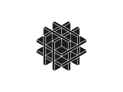 Sesquiplicate Logo 3d black cube design geometric hexagon interconnected intersect isometric linked logo logomark mark symmetrical vector