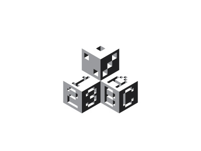 Voxel Logo 3d blocks cube dice education gaming geometric hexagon letter logo logomark mark negative space number pixel polygon school teaching voxel